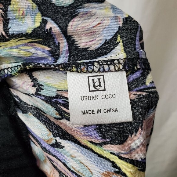 Urban Coco Womens Black Feather Print Elastic Waist Drawstring Pants Size M - Picture 5 of 7